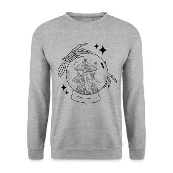 Fairycore Aesthetic Fee Kristallkugel Wahrsagerin - Unisex Pullover - Weißgrau meliert - Vorne - Alina (178cm) & Michal (187cm)