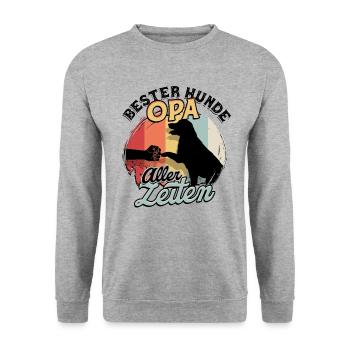 Bester Hunde Opa Aller Zeiten Hundeopa Geschenk - Unisex Pullover - Weißgrau meliert - Vorne - Alina (178cm) & Michal (187cm)