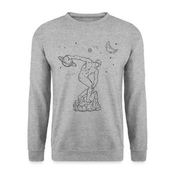 Discobolus esthétique céleste par Myron Planet - Sweat-shirt Unisexe - gris chiné - Devant - Alina (178cm) & Michal (187cm)