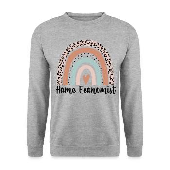 Home Ökonom Regenbogen Leopard Funny Home - Unisex Pullover - Weißgrau meliert - Vorne - Alina (178cm) & Michal (187cm)