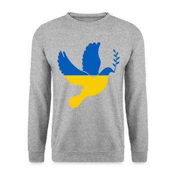 Peace Ukraine Flag Doves Bird Peace Symbol - Unisex Sweatshirt - salt & pepper - Front - Alina (178cm) & Michal (187cm)