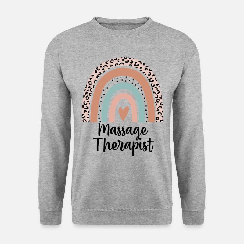 Massagetherapeut Regenbogen Leopard Lustiges Geschenk - Unisex Pullover - Weißgrau meliert