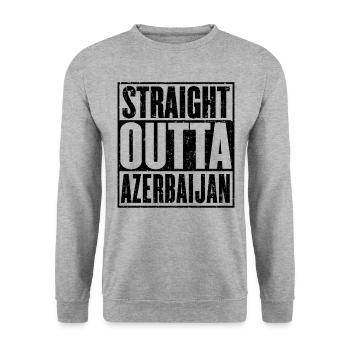 Straight Outta Aserbaidschan - Unisex Pullover - Weißgrau meliert - Vorne - Alina (178cm) & Michal (187cm)
