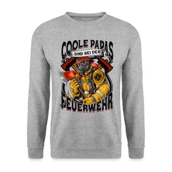 Coole Papas Sind Bei Der Feuerwehr Feuerwehrmann - Unisex Pullover - Weißgrau meliert - Vorne - Alina (178cm) & Michal (187cm)