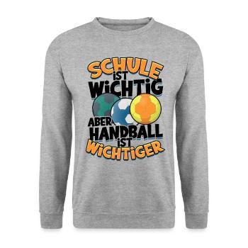 Kinder Handball Geschenk Handballer Sport Spieler - Unisex Pullover - Weißgrau meliert - Vorne - Alina (178cm) & Michal (187cm)
