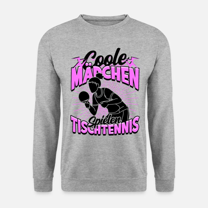 Coole Mädchen Spielen Tischtennis Geschenk - Unisex Pullover - Weißgrau meliert