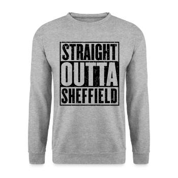 Direkt Outta Sheffield - Unisex Pullover - Weißgrau meliert - Vorne - Alina (178cm) & Michal (187cm)