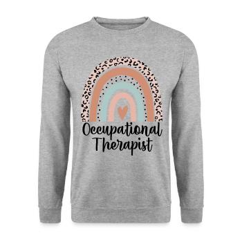 Ergothérapeute Rainbow Leopard Drôle de cadeau - Sweat-shirt Unisexe - gris chiné - Devant - Alina (178cm) & Michal (187cm)