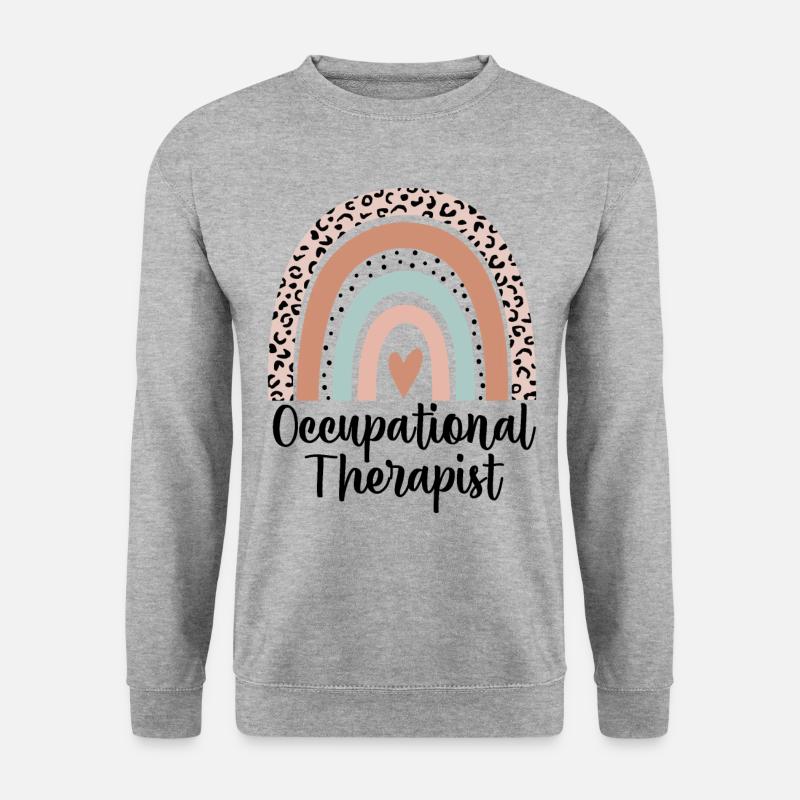 Ergotherapeut Regenbogen Leopard Lustiges Geschenk - Unisex Pullover - Weißgrau meliert