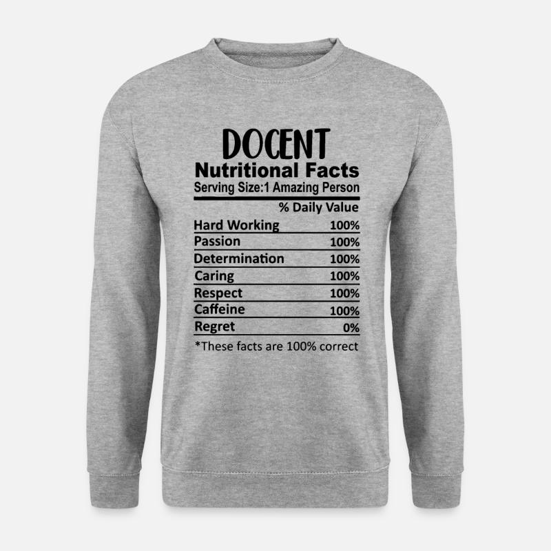 Docent Nährwertangaben lustig - Unisex Pullover - Weißgrau meliert