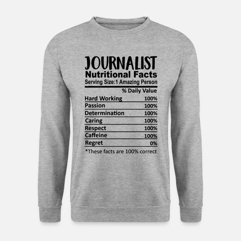 Journalist Nährwertangaben lustig - Unisex Pullover - Weißgrau meliert