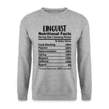 Linguist Nutrition Facts Funny - Unisex Sweatshirt - salt & pepper - Front - Alina (178cm) & Michal (187cm)