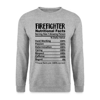 Firefighter Nutrition Facts Funny - Unisex Sweatshirt - salt & pepper - Front - Alina (178cm) & Michal (187cm)