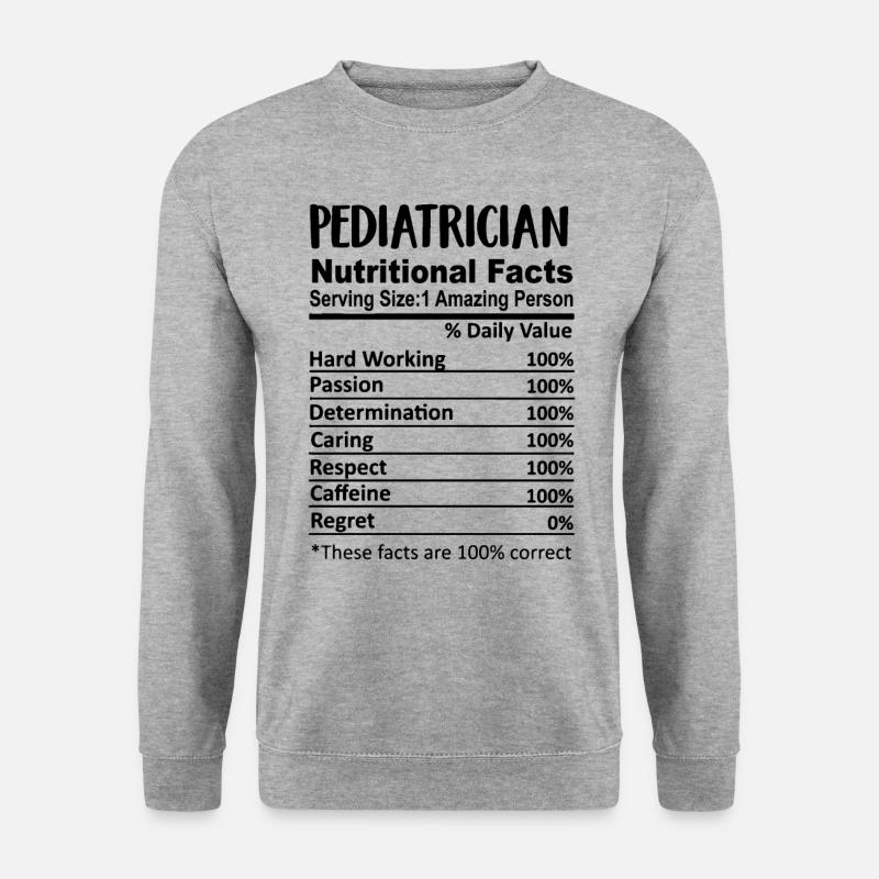 Kinderarzt Nährwertangaben Lustig - Unisex Pullover - Weißgrau meliert