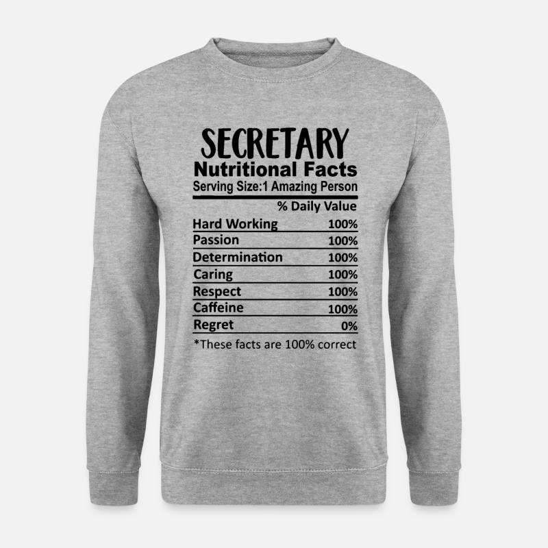 Sekretär Nährwertangaben Lustig - Unisex Pullover - Weißgrau meliert