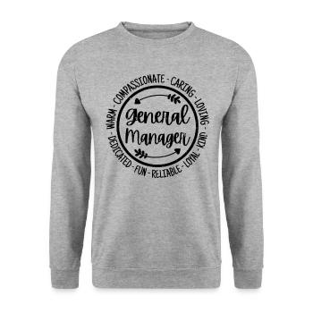 General Manager Vintage Geschenk - Unisex Pullover - Weißgrau meliert - Vorne - Alina (178cm) & Michal (187cm)