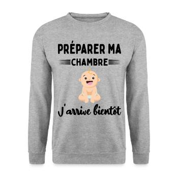 Cadeau Annonce De Grossesse Future Maman Enceinte - Sweat-shirt Unisexe - gris chiné - Devant - Alina (178cm) & Michal (187cm)