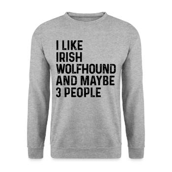 J’aime Irish Wolfhound et peut-être 3 personnes Dog - Sweat-shirt Unisexe - gris chiné - Devant - Alina (178cm) & Michal (187cm)