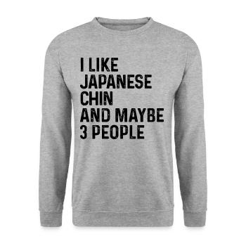 Ich mag japanisches Kinn und vielleicht 3 Personen Hundeliebhaber - Unisex Pullover - Weißgrau meliert - Vorne - Alina (178cm) & Michal (187cm)
