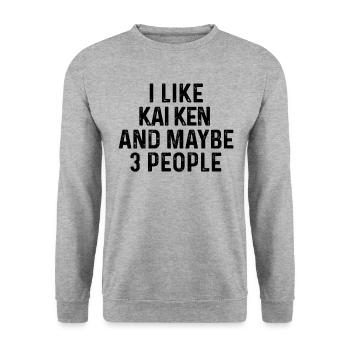 J’aime Kai Ken et peut-être 3 personnes amoureux des chiens - Sweat-shirt Unisexe - gris chiné - Devant - Alina (178cm) & Michal (187cm)