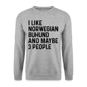 I Like Norwegian Buhund And Maybe 3 People Dog - Unisex Sweatshirt - salt & pepper - Front - Alina (178cm) & Michal (187cm)