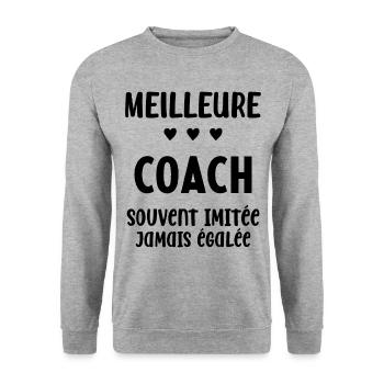 Femme Meilleure Coach Humour entraineuse Cadeau - Sweat-shirt Unisexe - gris chiné - Devant - Alina (178cm) & Michal (187cm)