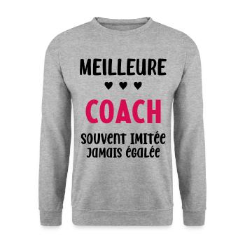 Femme Meilleure Coach Humour entraineuse Cadeau - Sweat-shirt Unisexe - gris chiné - Devant - Alina (178cm) & Michal (187cm)