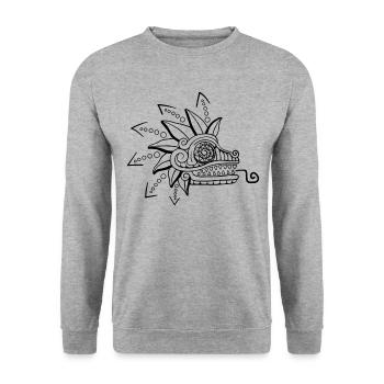 Quetzalcoatl Aztekische Maya Gefiederte Schlange - Unisex Pullover - Weißgrau meliert - Vorne - Alina (178cm) & Michal (187cm)