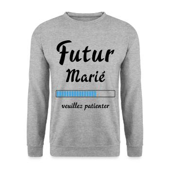 Futur marié veuillez patienter Humour mariage - Sweat-shirt Unisexe - gris chiné - Devant - Alina (178cm) & Michal (187cm)