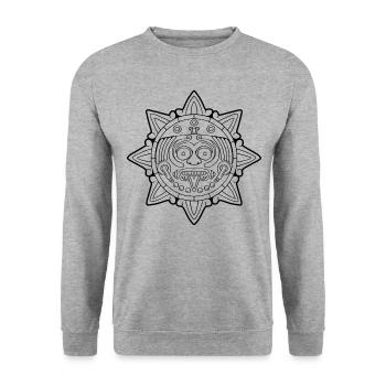 Pierre de soleil aztèque Symbole du soleil aztèque M - Sweat-shirt Unisexe - gris chiné - Devant - Alina (178cm) & Michal (187cm)
