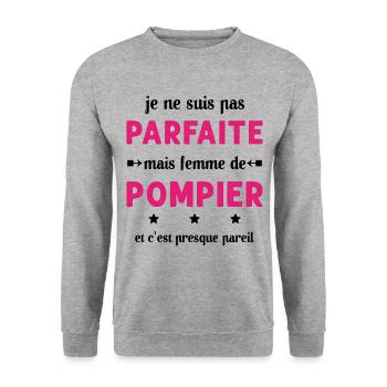 pas parfaite mais femme de pompier - Sweat-shirt Unisexe - gris chiné - Devant - Alina (178cm) & Michal (187cm)