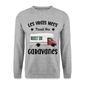 Les Vrais Mecs Trient Des Caravanes - Sweat-shirt Unisexe - gris chiné - Devant - Alina (178cm) & Michal (187cm)