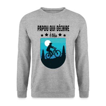 Papou Qui Déchire À Vélo - Sweat-shirt Unisexe - gris chiné - Devant - Alina (178cm) & Michal (187cm)