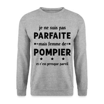 pas parfaite mais femme de pompier - Sweat-shirt Unisexe - gris chiné - Devant - Alina (178cm) & Michal (187cm)