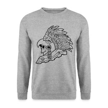 Aztèque Eagle Warrior Mayan Skull Inca - Sweat-shirt Unisexe - gris chiné - Devant - Alina (178cm) & Michal (187cm)
