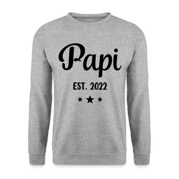 Papi est 2022 Cadeau drôle de grand-père - Sweat-shirt Unisexe - gris chiné - Devant - Alina (178cm) & Michal (187cm)