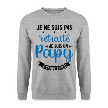 Je ne suis pas Retraité je suis un Papy - Sweat-shirt Unisexe - gris chiné - Devant - Alina (178cm) & Michal (187cm)