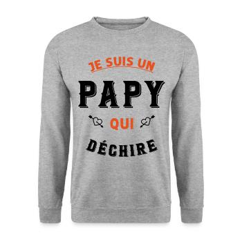 Je suis un papy qui déchire - Sweat-shirt Unisexe - gris chiné - Devant - Alina (178cm) & Michal (187cm)