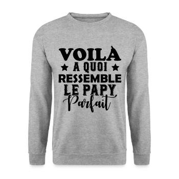 Voila À Quoi Ressemble Le Papy Parfait - Sweat-shirt Unisexe - gris chiné - Devant - Alina (178cm) & Michal (187cm)
