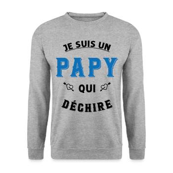 Je suis un papy qui déchire - Sweat-shirt Unisexe - gris chiné - Devant - Alina (178cm) & Michal (187cm)