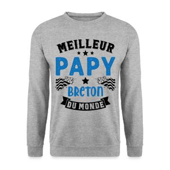 Meilleur Papy Breton du Monde - Sweat-shirt Unisexe - gris chiné - Devant - Alina (178cm) & Michal (187cm)