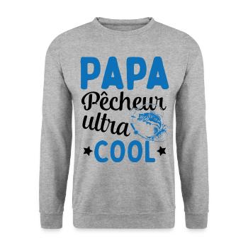 Cadeau Papa pêcheur cadeau fête des pères - Sweat-shirt Unisexe - gris chiné - Devant - Alina (178cm) & Michal (187cm)