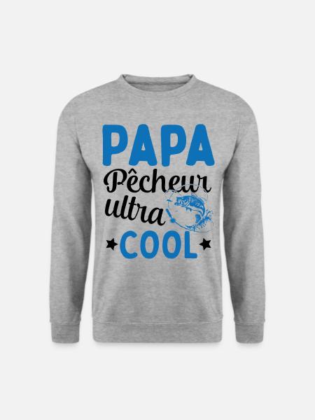 Cadeau Papa pêcheur cadeau fête des pères - Sweat-shirt Unisexe - gris chiné