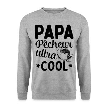 Cadeau Papa pêcheur cadeau fête des pères - Sweat-shirt Unisexe - gris chiné - Devant - Alina (178cm) & Michal (187cm)