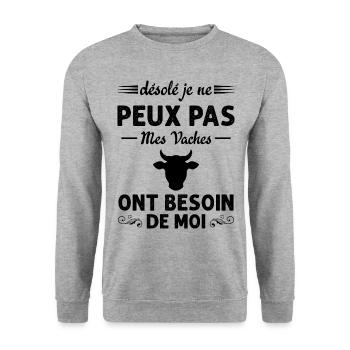 Mes Vaches Cadeau drôle pour l'agriculteur - Sweat-shirt Unisexe - gris chiné - Devant - Alina (178cm) & Michal (187cm)