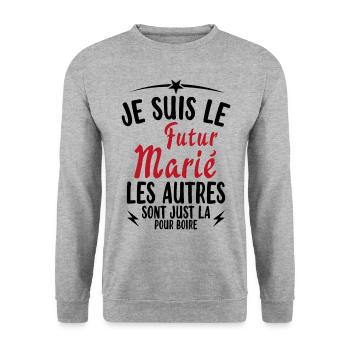 Cadeau de célibataire pour un futur marié - Sweat-shirt Unisexe - gris chiné - Devant - Alina (178cm) & Michal (187cm)