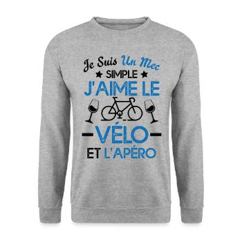 Je suis un mec simple j'aime le vélo et l'apéro - Sweat-shirt Unisexe - gris chiné - Devant - Alina (178cm) & Michal (187cm)