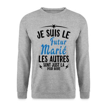 Cadeau de célibataire pour un futur marié - Sweat-shirt Unisexe - gris chiné - Devant - Alina (178cm) & Michal (187cm)