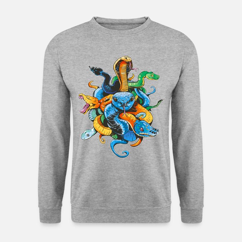 Schlangenbesitzer Reptilienpfleger Retro - Unisex Pullover - Weißgrau meliert