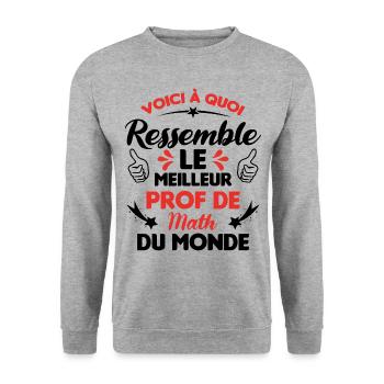 Voici Le meilleur Prof de Math du monde - Sweat-shirt Unisexe - gris chiné - Devant - Alina (178cm) & Michal (187cm)
